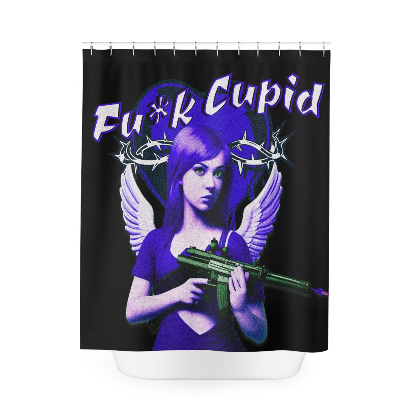 Fu*k Cupid Polyester Shower Curtain