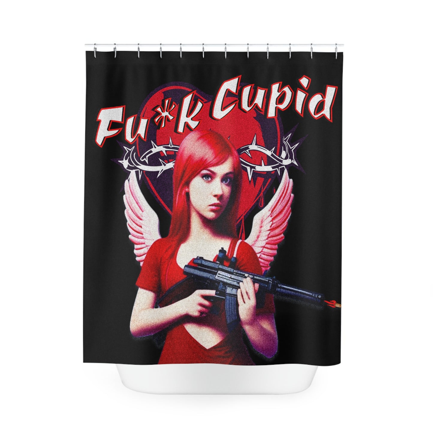 Fu*k Cupid Polyester Shower Curtain