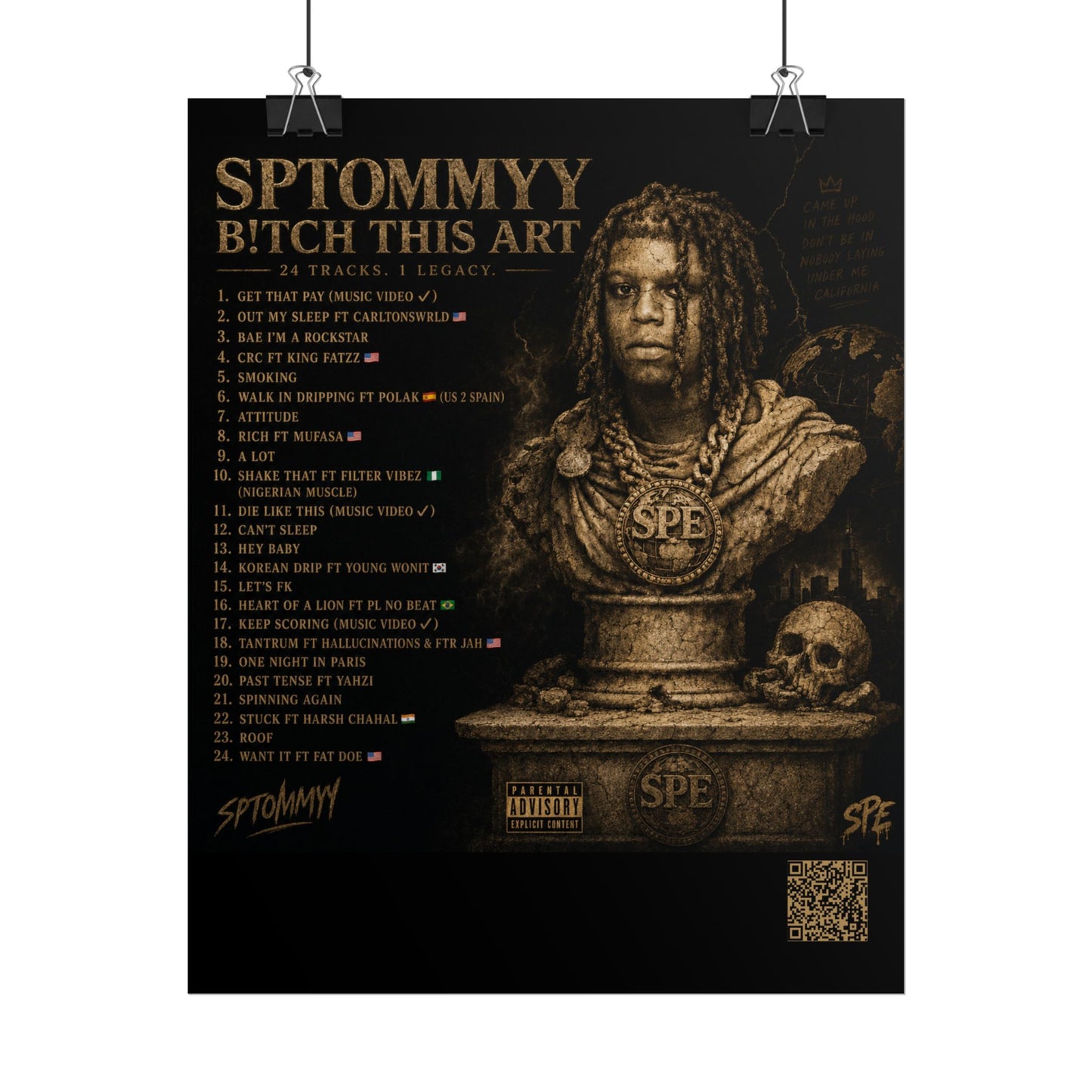 SpTommyy "Bitch This Art" (Official Album) & Rolled Poster
Tracklist Art Print