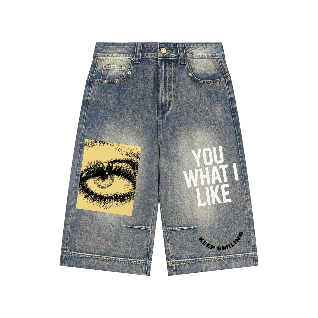Vintage Wash Baggy Denim Shorts