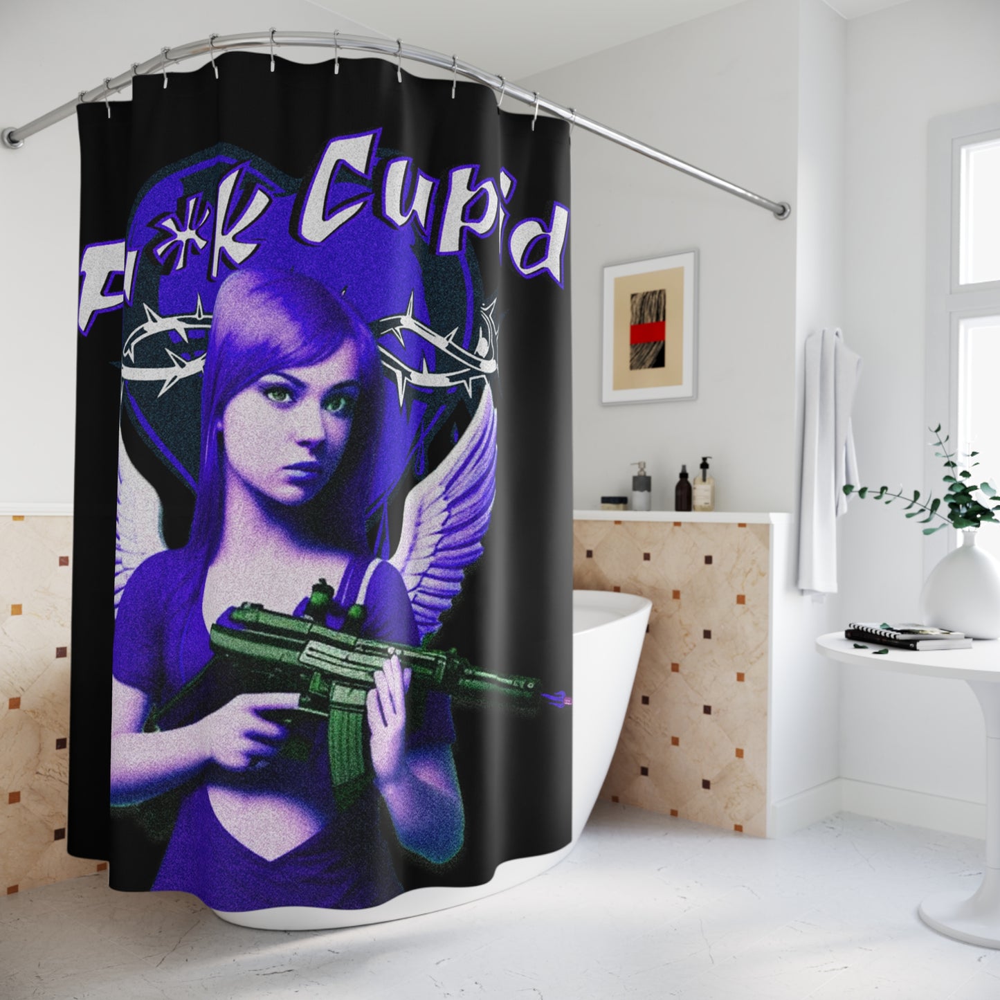 Fu*k Cupid Polyester Shower Curtain