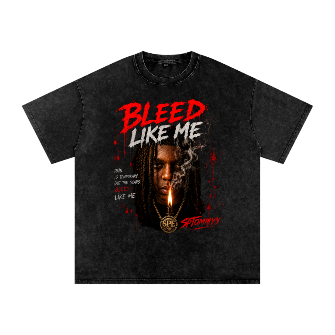 SpTommyy "Bleed Like Me" Oversized Cotton T-Shirt