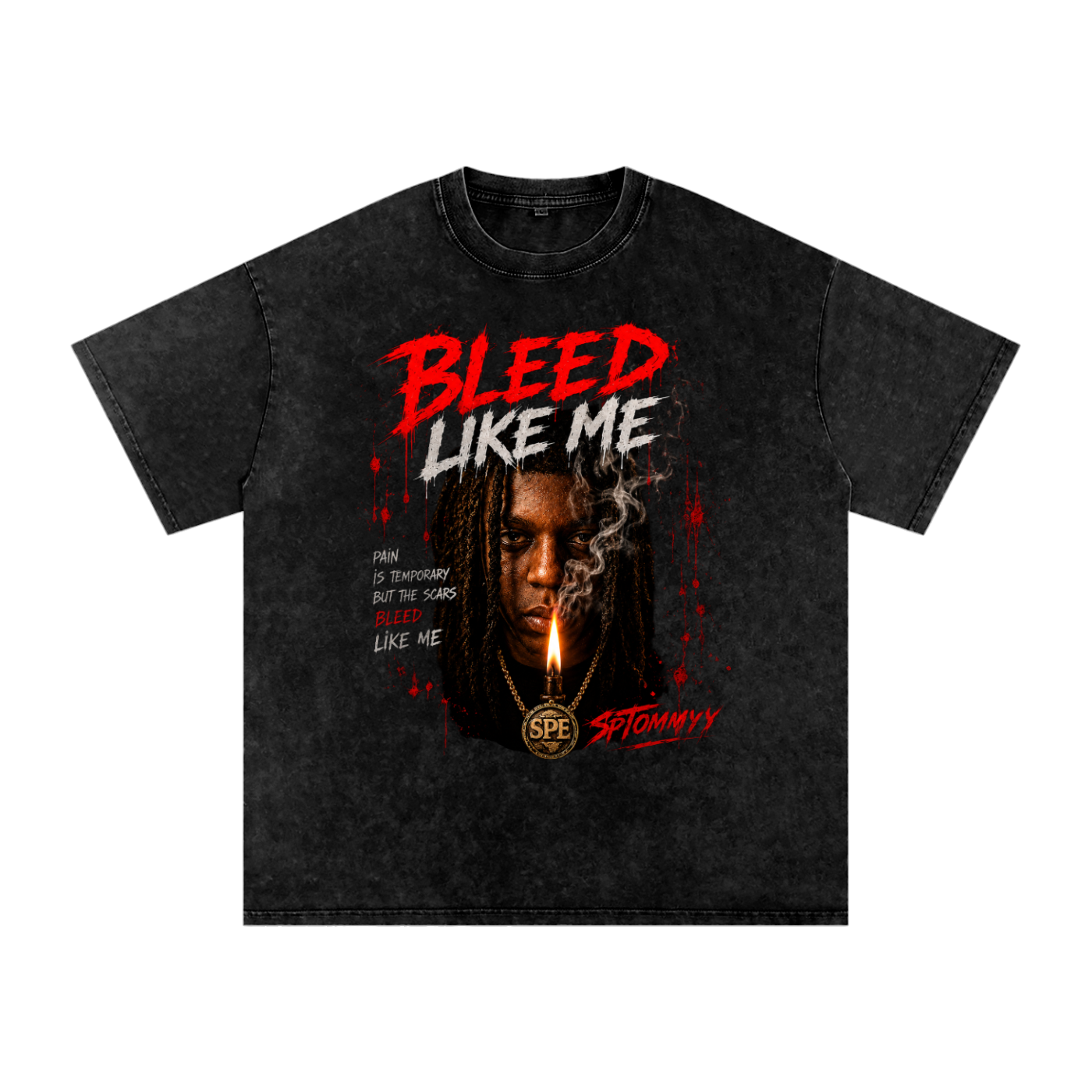 SpTommyy Bleed Like Me oversized cotton T-shirt front view