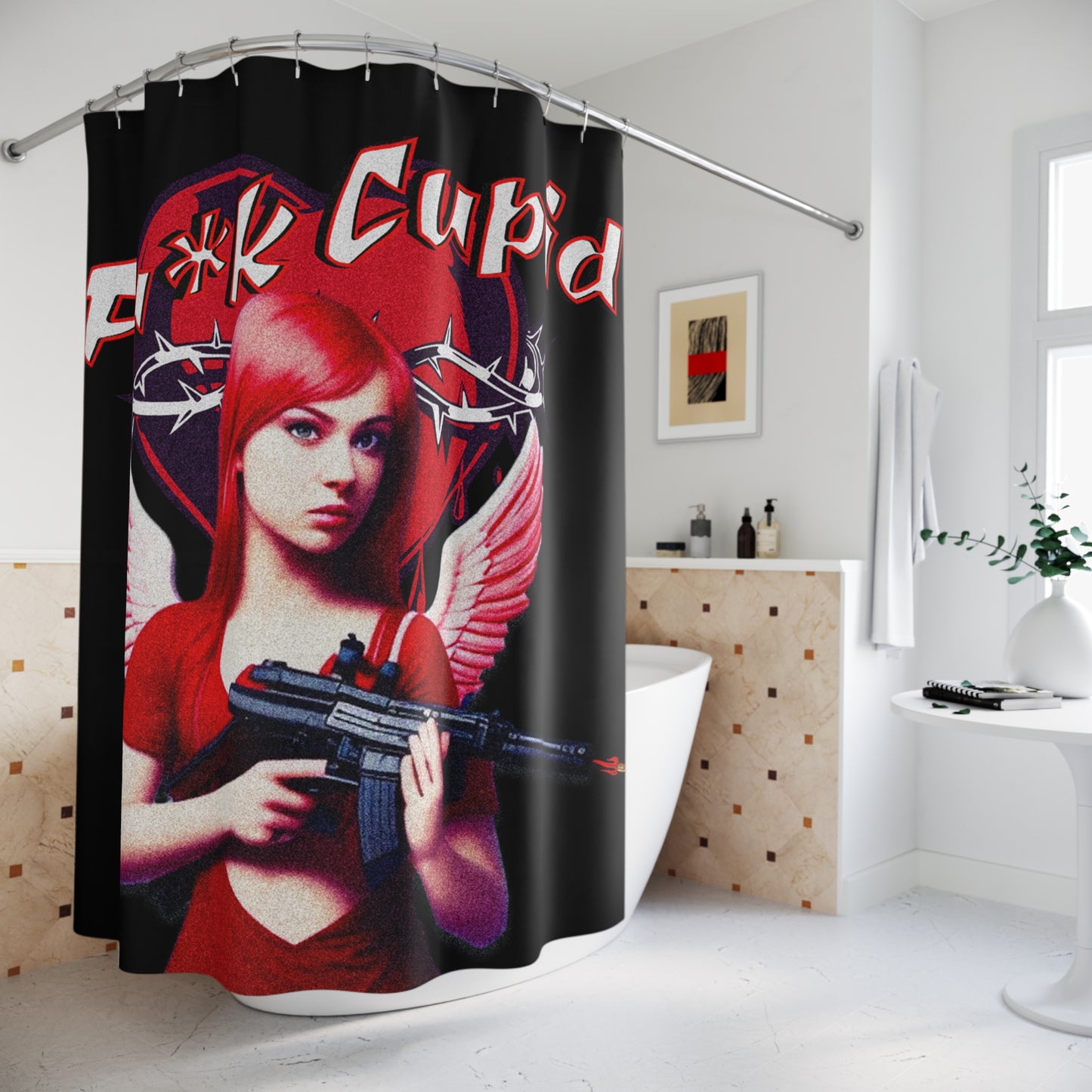 Fu*k Cupid Polyester Shower Curtain