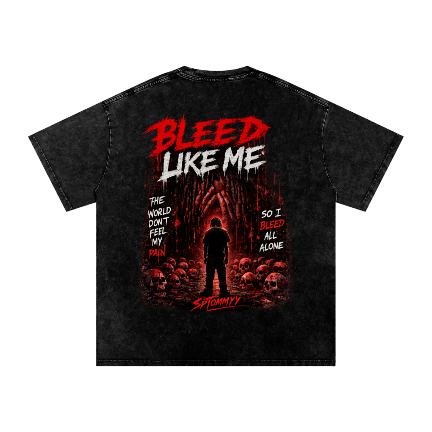 SpTommyy Bleed Like Me oversized cotton T-shirt front view